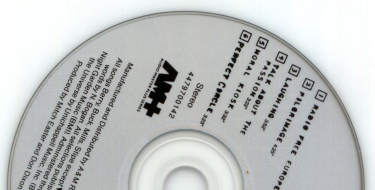 CD scanned through a diffusion filter has no rainbow reflection or added texture. The shiny metal surfaces of the CD turn into an even, flat, pale grey.
